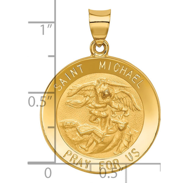 14KT Yellow Gold 32X22MM Medal Saint Michael Pendant-Chain Not Included