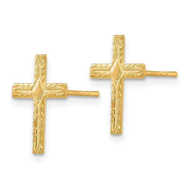 14KT Yellow Gold 13X10MM Cross Earrings