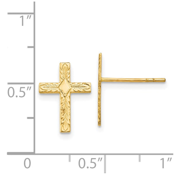 14KT Yellow Gold 13X10MM Cross Earrings