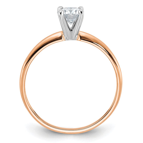 5MM Round Moissanite Solitaire Engagement Ring in 14KT Rose Gold; Size 7