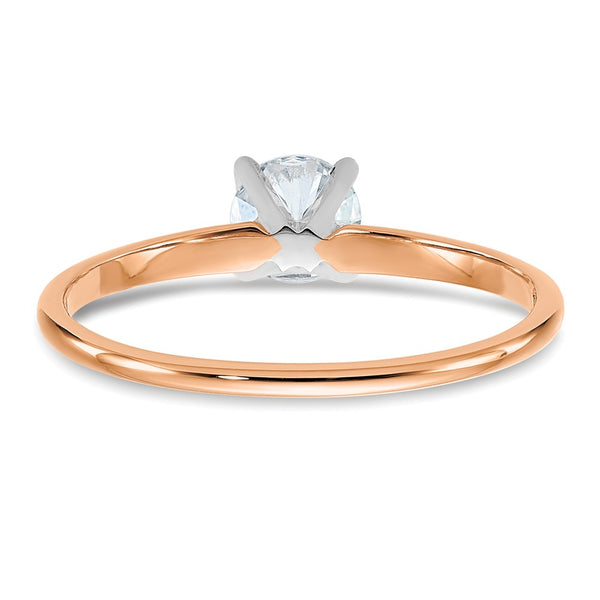 5MM Round Moissanite Solitaire Engagement Ring in 14KT Rose Gold; Size 7