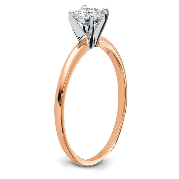 5MM Round Moissanite Solitaire Engagement Ring in 14KT Rose Gold; Size 7