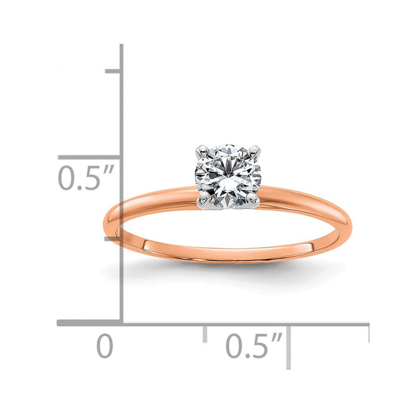 5MM Round Moissanite Solitaire Engagement Ring in 14KT Rose Gold; Size 7