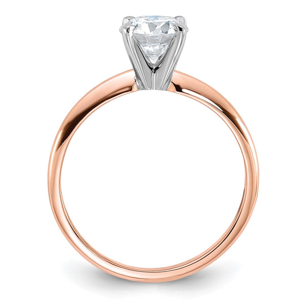 6.5MM Round Moissanite Solitaire Engagement Ring in 14KT Rose Gold; Size 7