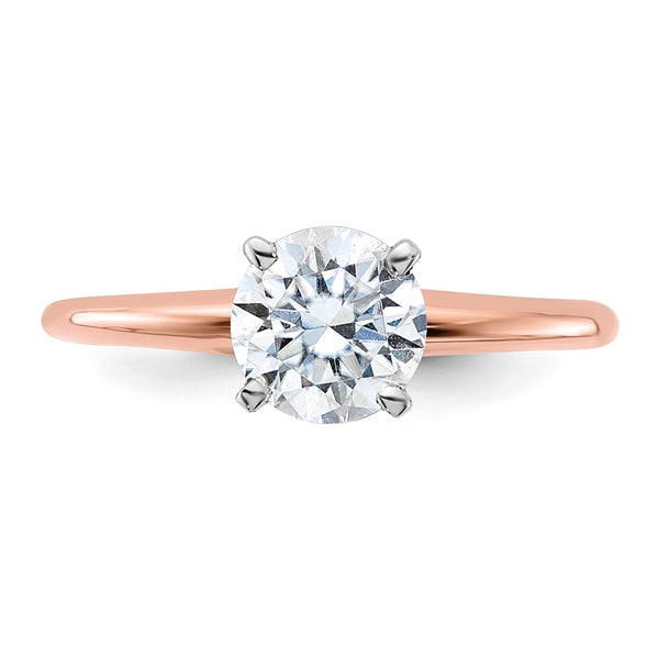 6.5MM Round Moissanite Solitaire Engagement Ring in 14KT Rose Gold; Size 7