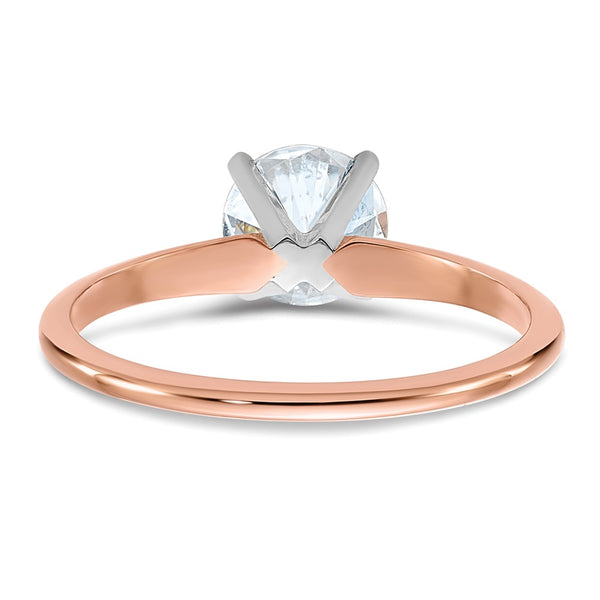 6.5MM Round Moissanite Solitaire Engagement Ring in 14KT Rose Gold; Size 7