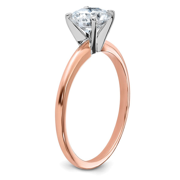 6.5MM Round Moissanite Solitaire Engagement Ring in 14KT Rose Gold; Size 7