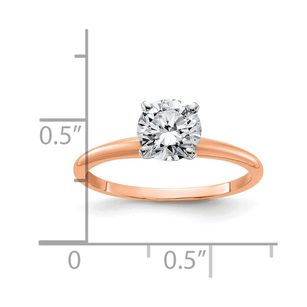 6.5MM Round Moissanite Solitaire Engagement Ring in 14KT Rose Gold; Size 7