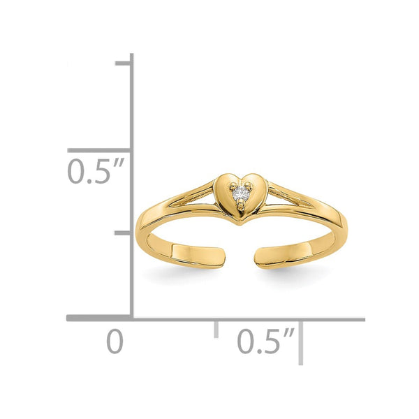 14KT Yellow Gold 1/100 CTW Heart Toe Ring