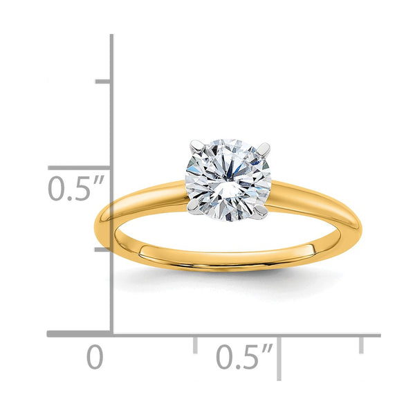 6.5MM Round Moissanite Solitaire Engagement Ring in 14KT Yellow Gold; Size 6