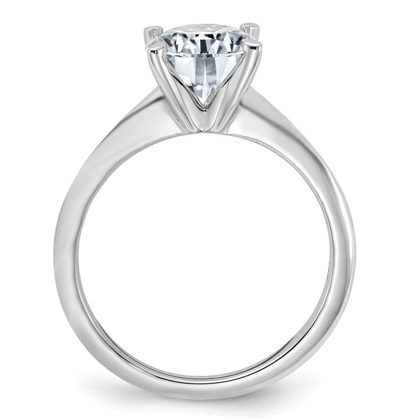 7.5MM Round Moissanite Solitaire Engagement Ring in 14KT White Gold; Size 5