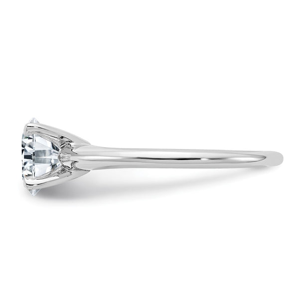 7.5MM Round Moissanite Solitaire Engagement Ring in 14KT White Gold; Size 5