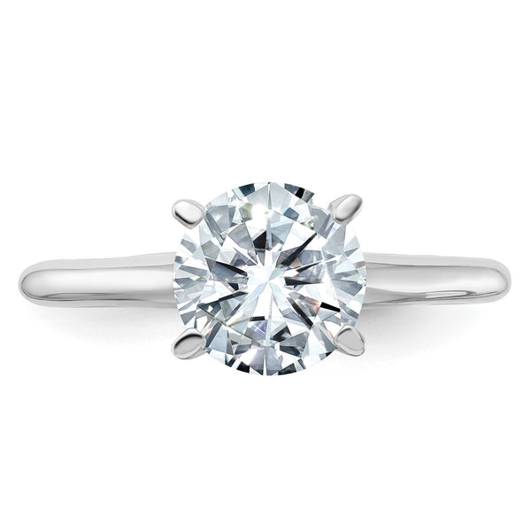 7.5MM Round Moissanite Solitaire Engagement Ring in 14KT White Gold; Size 5