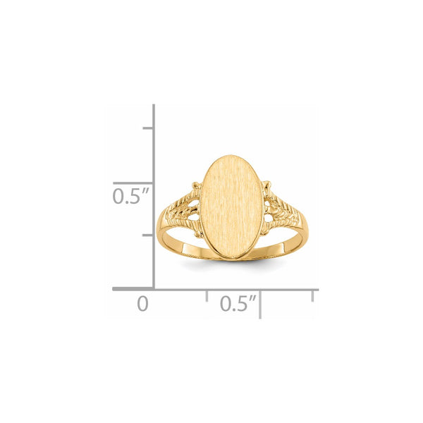 14KT Yellow Gold 14X8.5MM Closed Back Signet Ring; Size 7