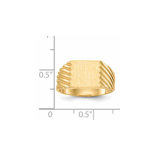 14KT Yellow Gold 9MM Closed Back Signet Ring; Size 8