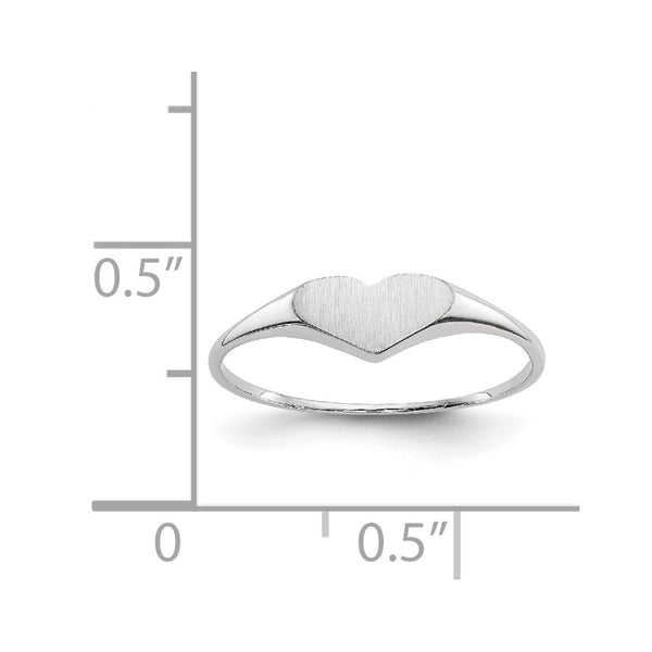 14KT White Gold Childrens Heart Ring; Size 4