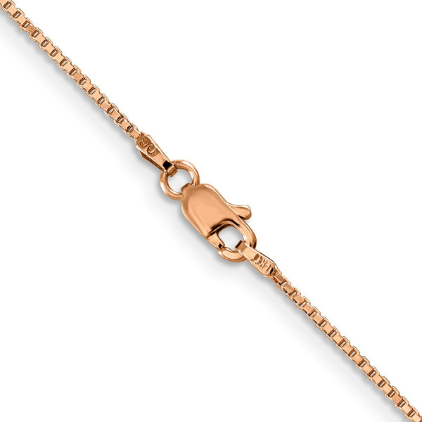 14KT Rose Gold 18-inch 1MM Lobster Clasp Box Chain