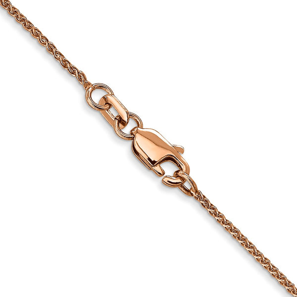 14KT Rose Gold 16-inch 1MM Diamond-cut Lobster Clasp Spiga Link Chain