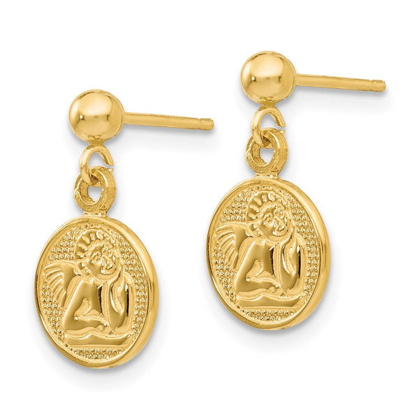 14KT Yellow Gold 16X8MM Angel Earrings