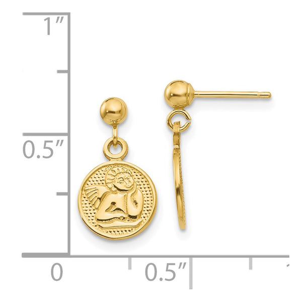 14KT Yellow Gold 16X8MM Angel Earrings