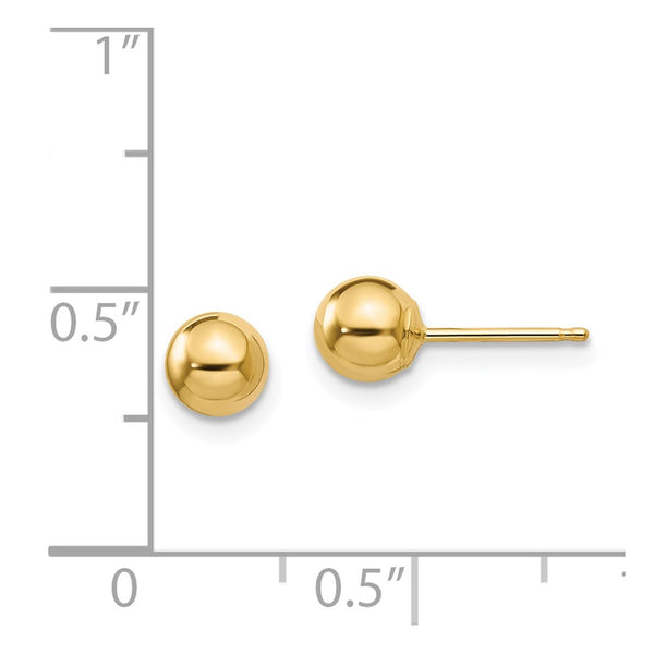 14KT Yellow Gold 5MM Ball Stud Earrings