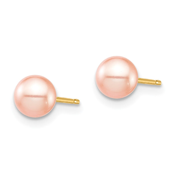 5MM Round Pearl Stud Earrings in 14KT Yellow Gold