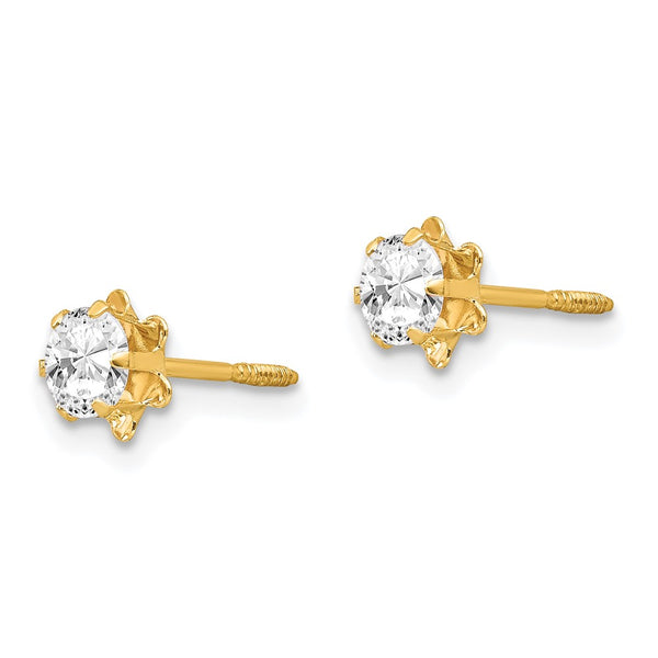 4MM Round Birthstone Earrings in 14KT Yellow Gold