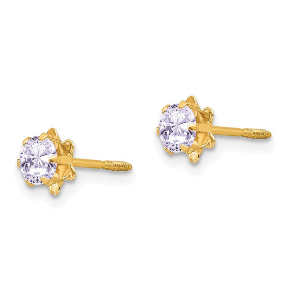 4MM Round Birthstone Earrings in 14KT Yellow Gold