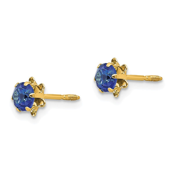 4MM Round Sapphire Birthstone Stud Earrings in 14KT Yellow Gold