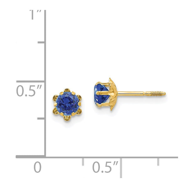 4MM Round Sapphire Birthstone Stud Earrings in 14KT Yellow Gold