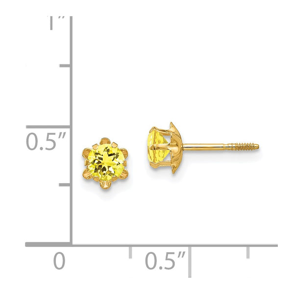 4MM Round Citrine Birthstone Earrings in 14KT Yellow Gold