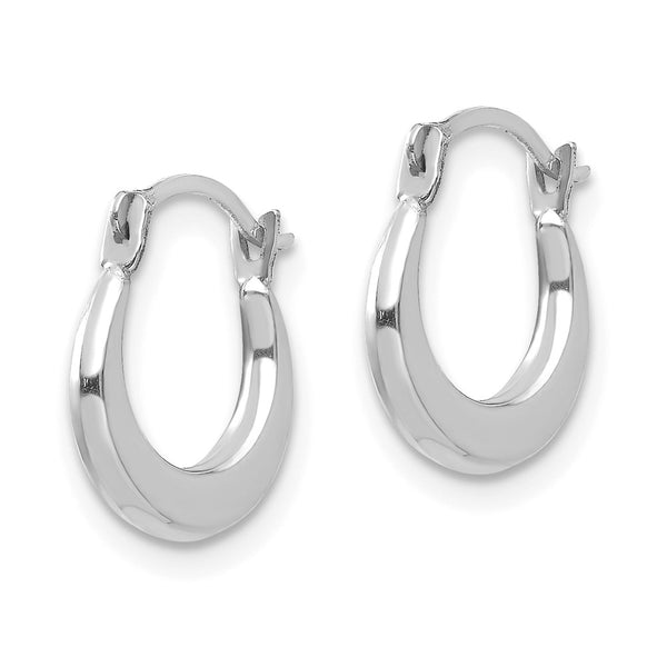 14KT White Gold 2X7MM Hoop Earrings