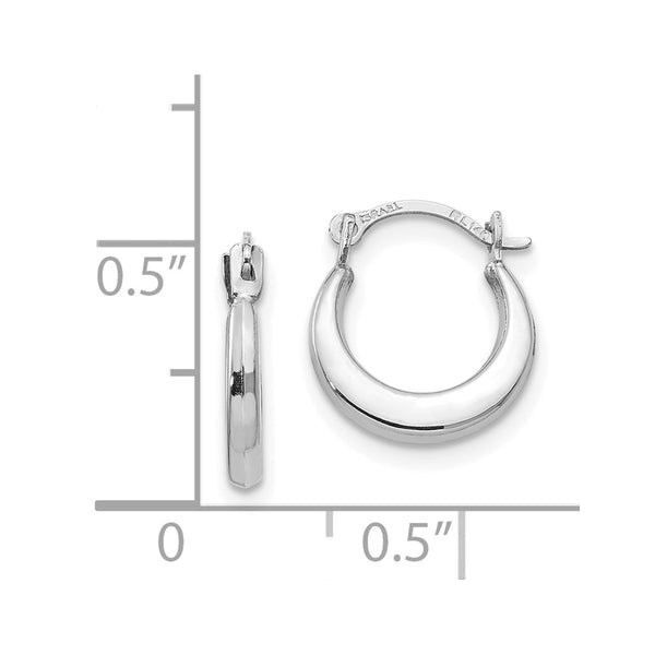 14KT White Gold 2X7MM Hoop Earrings