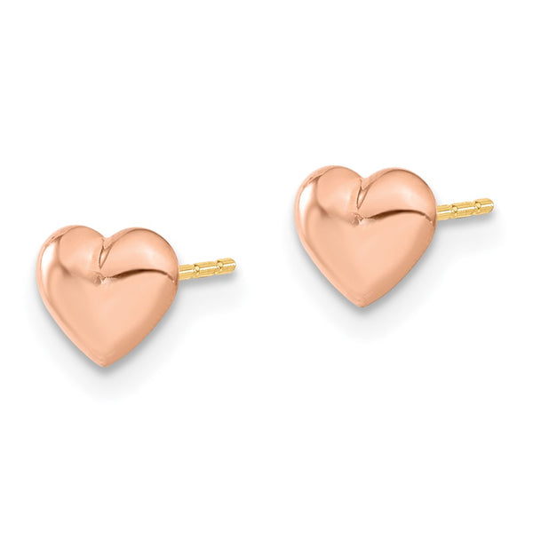 14KT Rose Gold 6X7MM Heart Stud Earrings