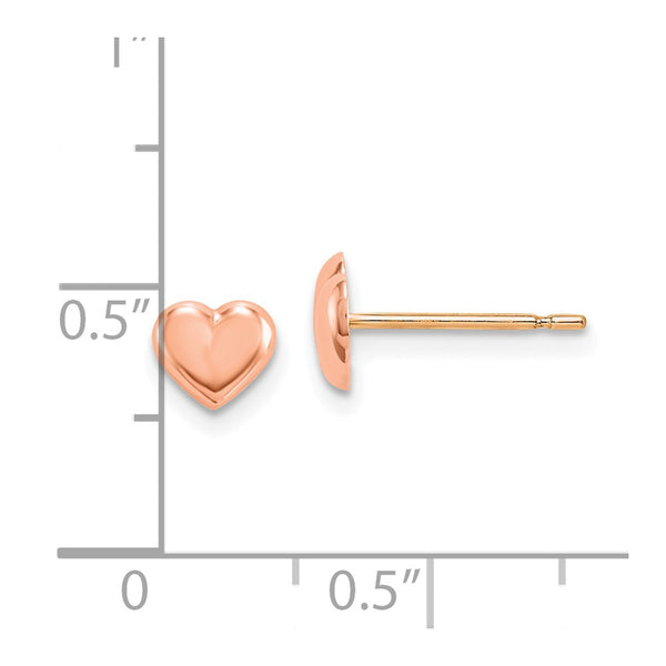 14KT Rose Gold 6X7MM Heart Stud Earrings