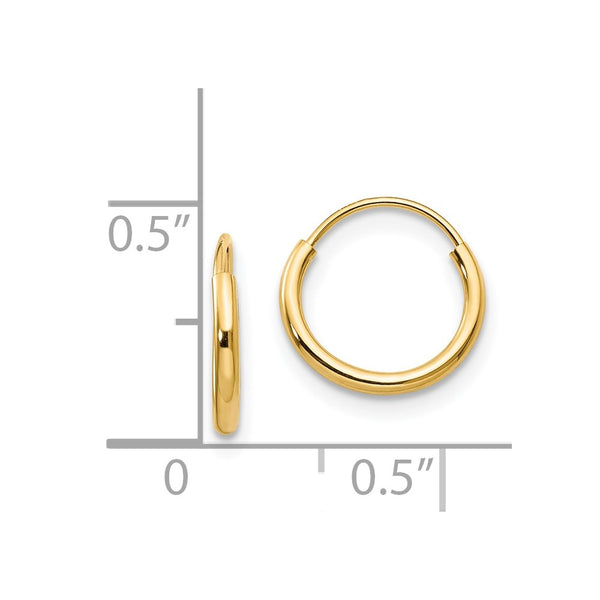 14KT Yellow Gold 8MM Endless Hoop Earrings