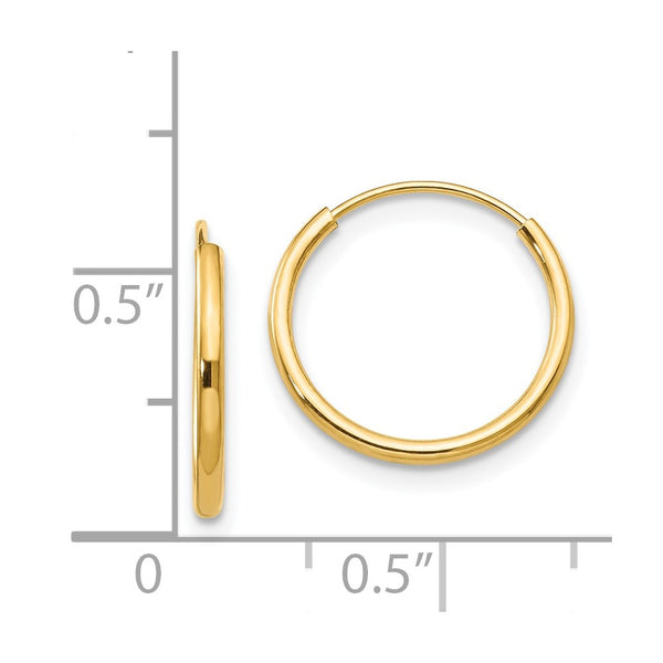 14KT Yellow Gold 13MM Hoop Earrings