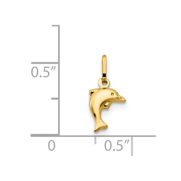 14KT Yellow Gold Childrens Dolphin Pendant. Chain Not Included