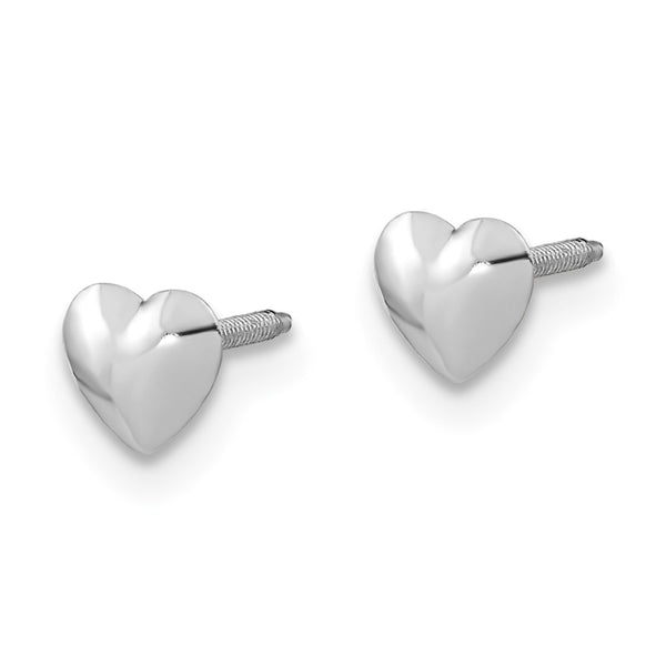 14KT White Gold 5MM Heart Stud Earrings