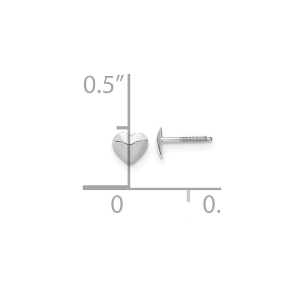 14KT White Gold 5MM Heart Stud Earrings