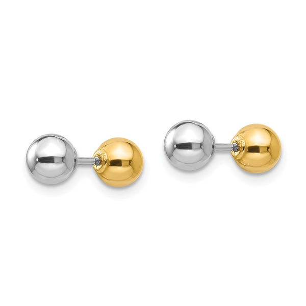 14KT White and Yellow Gold 5MM Reversible Ball Stud Earrings