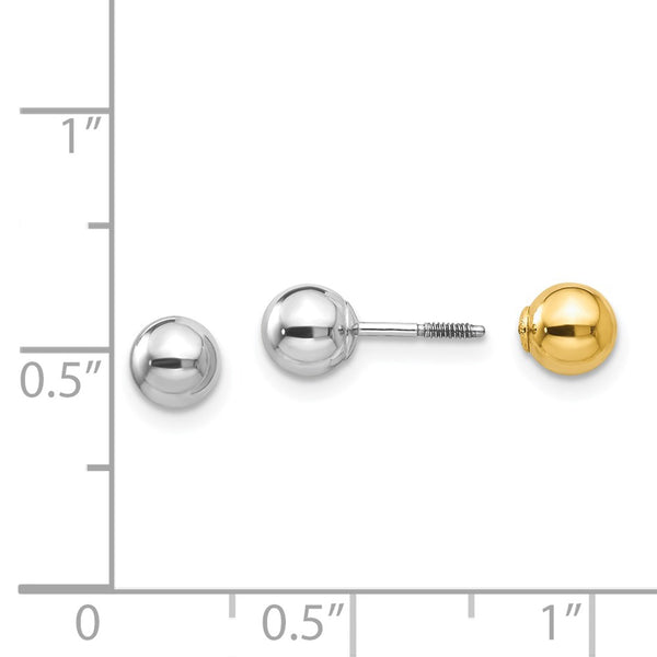 14KT White and Yellow Gold 5MM Reversible Ball Stud Earrings