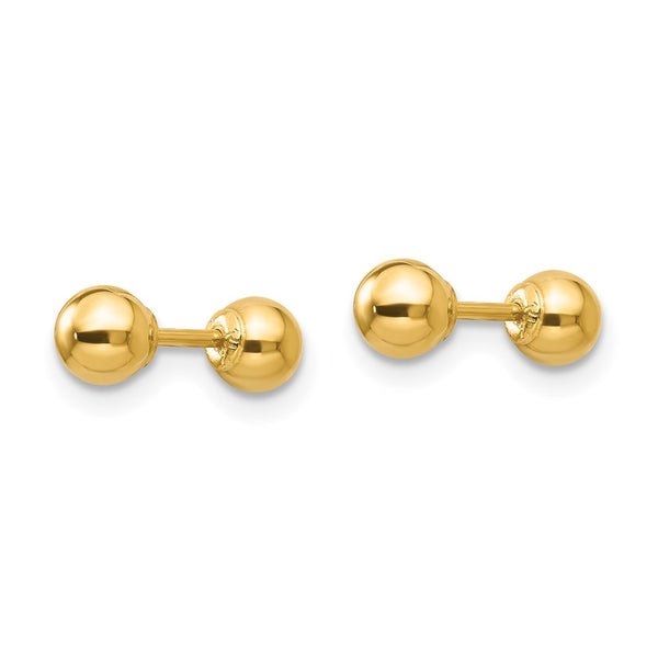 14KT Yellow Gold 4MM Reversible Ball Stud Earrings