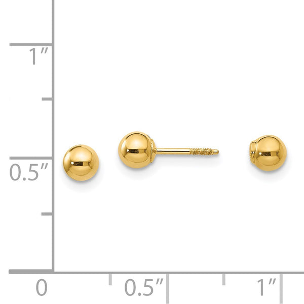 14KT Yellow Gold 4MM Reversible Ball Stud Earrings