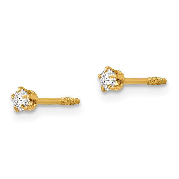 14KT Yellow Gold Crystal 3MM Reversible Stud Earrings