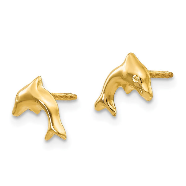 14KT Yellow Gold 8X5MM Dolphin Earrings