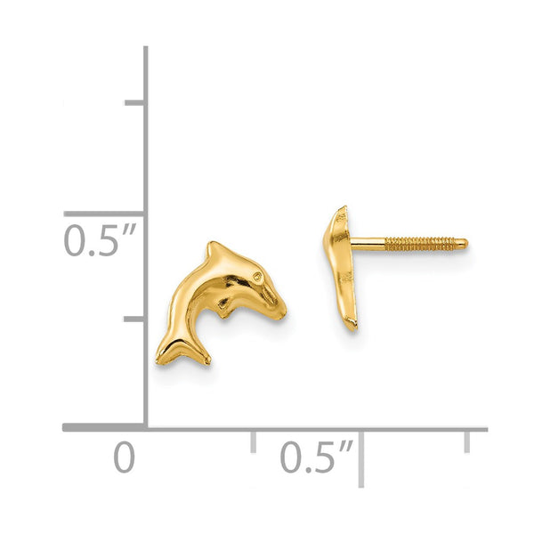 14KT Yellow Gold 8X5MM Dolphin Earrings