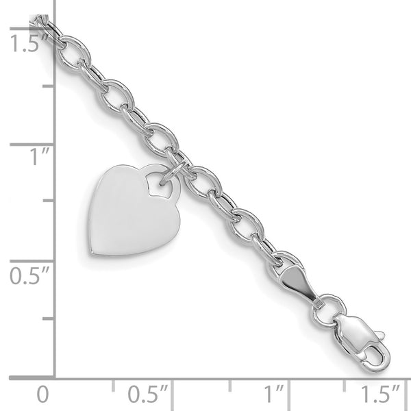 14KT White Gold 8.5-inch Dangle Heart Bracelet