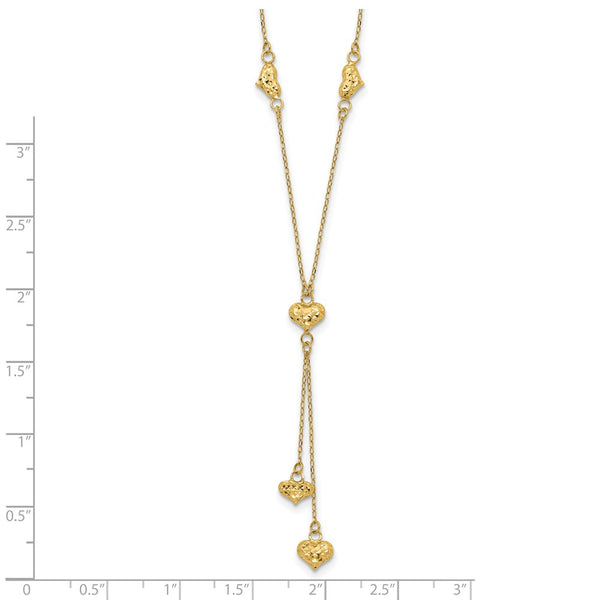 14KT Yellow Gold 16-inch+2-inch extender Puffed Heart Necklace