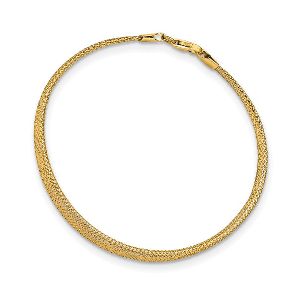 14KT Yellow Gold 7-inch 6.92MM Fancy Mesh Bracelet